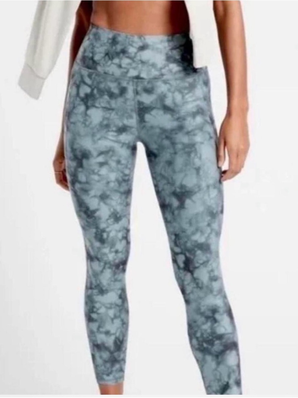 Athleta Powervita Salutation Stash Pocket II Leggings S Grey Cloud Tie Dye 7/8 - Picture 8 of 8